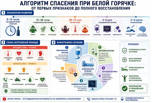алгоритм спасение человека при белой горячке